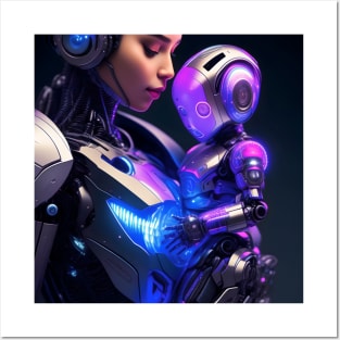 Baby of AI Mecha Robotic Science Fiction with Woman Posters and Art